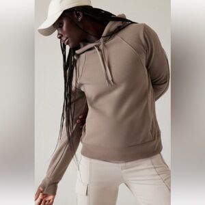 Like new ATHLETA Retroplush Revive Hoodie Sweatshirt Pyrite Tan Brown S medium